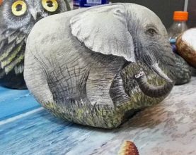 stone painting, stone painting animal