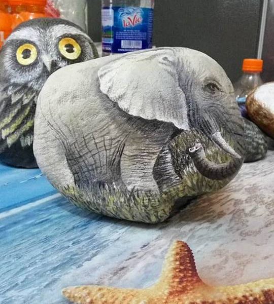 stone painting, stone painting animal