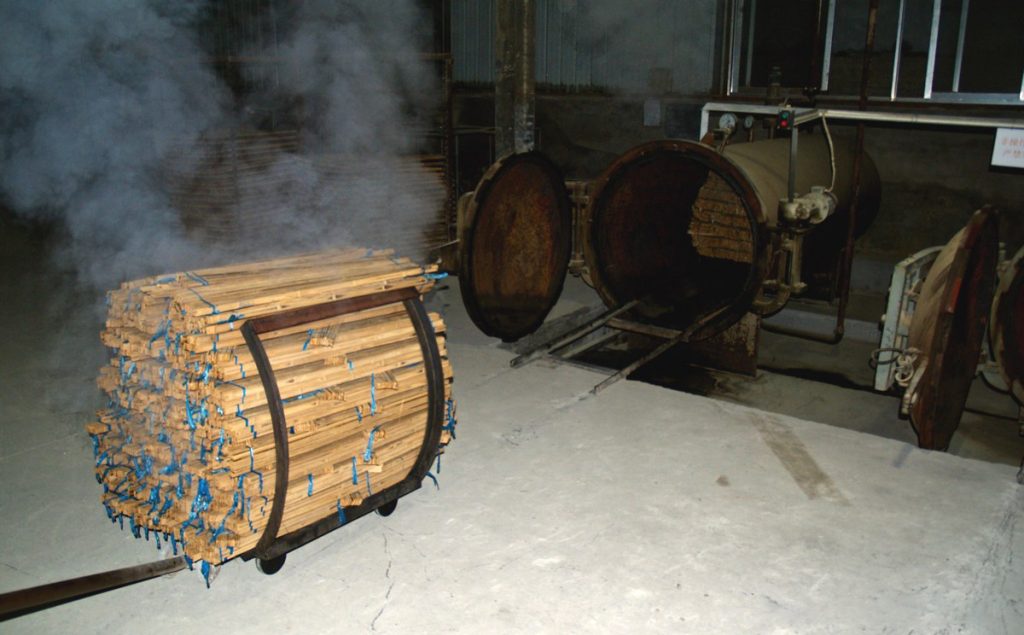 bamboo panel production step 4 in steam