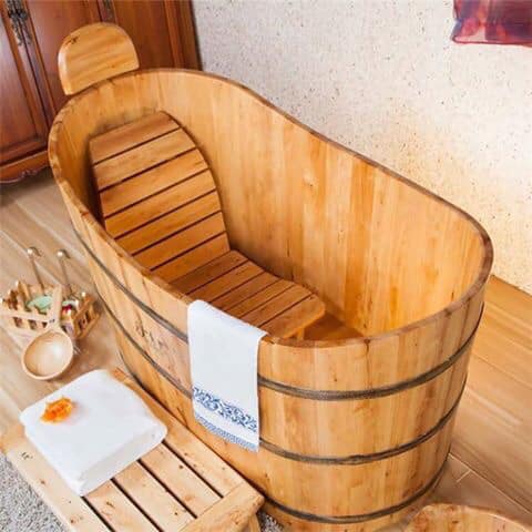 wood bathtub