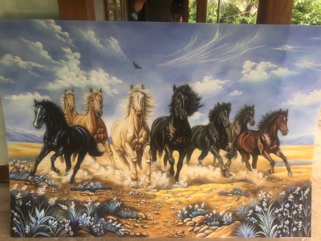 Eight Horses Gemstone Painting - finished picture